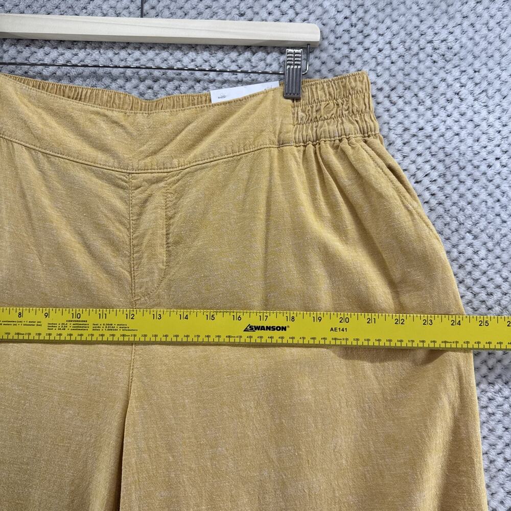 Lane Bryant Wide Leg Crop Pants Women 16 Yellow Mustard Linen Collection MidRise - Picture 9 of 15